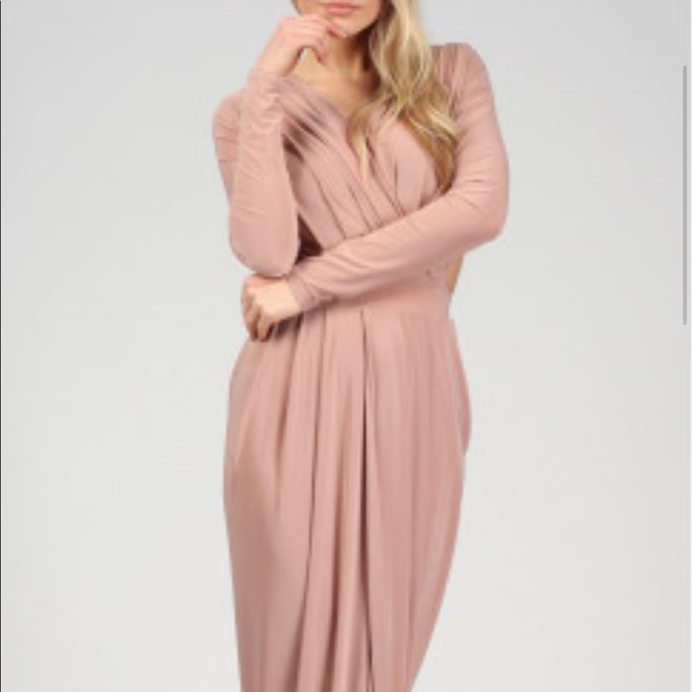Blush Wrap Front Open Back Dress